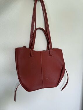 Polene Burgundy Leather Mini Tote with Dual Handles NWT